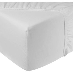 DoubleDry Hoeslaken Flanel 140x200 cm - 100% Zacht Katoen - Rondom Elastiek - Wit