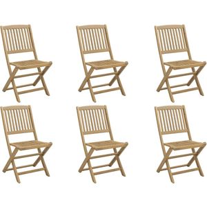 The Living Store Tuinstoelen 6 st inklapbaar 48,5x57x90 cm massief acaciahout - Tuinstoel - Terrasstoel - Acacia Hout - Outdoor Furniture - Lounge Chair