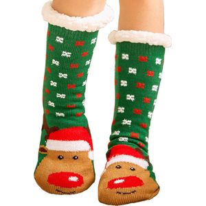 Malinsi® Huissokken Dames en Heren Kerstmuts Rudolf - Anti Slip Sokken - One Size - Dikke - Winter - Fleece - Fluffy - Verwarmde - Slofsokken Kerst - Bedsokken - Gevoerde Sokken - Cadeau voor hem haar - Kerstsokken