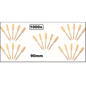 1000x Luxe cocktailprikker Bamboe 90mm naturel -