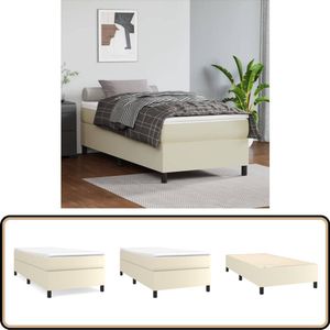 vidaXL Bedframe - Kunstleer - crème - 100x200 cm Boxspring Frame - Tweepersoons Bed - Kunstleder Bed - Creme Bed - Slaapcomfort