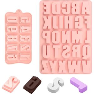 Gietvormen letters A-Z en cijfers 0-9 voor chocolade, zeep en epoxyhars