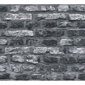 BAKSTENEN BEHANG | industrieel - Grijs Zwart - A.S. Création Elements 2
