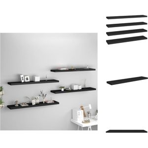 vidaXL Trendy Wandplanken - Set van 4 - 120 x 23.5 x 3.8 cm - Zwart - Wandsteun
