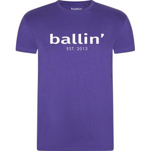 Heren Tee SS met Ballin Est. 2013 Regular Fit Shirt Print - Paars - Maat XL