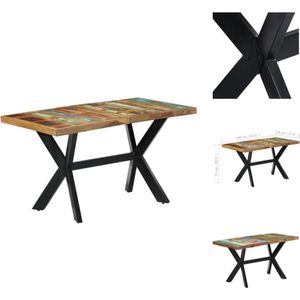 vidaXL Eettafel Vintage Massief Gerecycled Hout - 140 x 70 x 75 cm - Industriële Stijl - Tafel