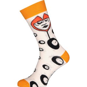 Spiri Ibiza Socks The Watcher - unisex sokken - wit met oranje - Maat: 41-46