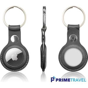 PrimeTravel Apple AirTag sleutelhanger – premium PU lederen AirTag hanger – AirTag holder - AirTag beschermhoes – AirTag Apple case - zwart