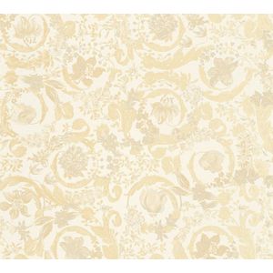 SATIJN GLANZENDE KLASSIEKE BLOEMEN BEHANG | Design - beige crème wit - A.S. Création Versace 5