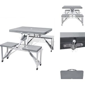 vidaXL Inklapbare Kampeertafelset - Grijs - Tafel- 85.5 x 65 x 67 cm - Zitting- 30 x 27 x 40 cm - Draagvermogen Tafel- 30 kg - Campingstoelaccessoire