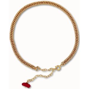 ByNouck Jewelry - Enkelbandje Small Curb Rood - Sieraden - Goudkleurig - Vrouwen Enkelsieraad