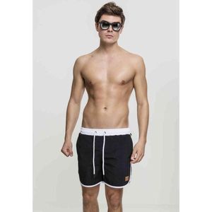 Urban Classics Badehose Retro Swimshorts Black/White-3XL