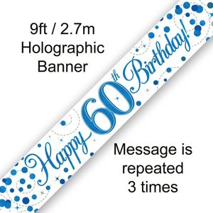 Oaktree - Banner Happy 60 Birthday Blue Holographic