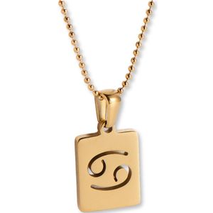 Marama - Ketting Sterrenbeeld Kreeft - 18K verguld goud - stainless steel - horoscoop - damesketting - ballchain - zodiac - cadeau dames - ketting met hanger