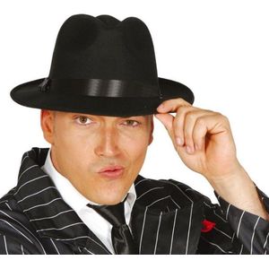 Zwarte trilby hoed/gleufhoed - Gangster/Maffia thema verkleedkleding voor volwassenen