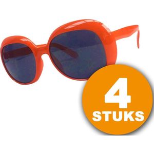 Oranje Feestbril | 4 stuks Oranje Bril Partybril ""Julie"" | Feestkleding EK/WK Voetbal | Oranje Versiering Versierpakket Nederlands Elftal Oranjepakket
