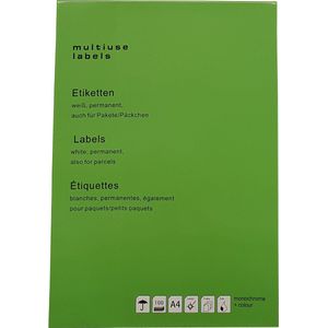 Huismerk A4 etiketten 210 x 297 mm wit 100 vel