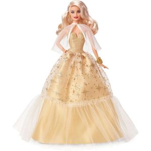 Barbie Signature - Gouden jurk - Holiday Barbie pop - Modepop
