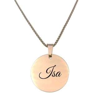Ketting RVS Met Naam Gravering - Isa - Rosegoud - Rond