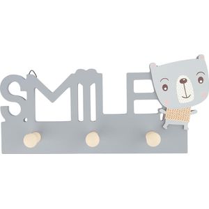 Smile kapstok voor kinderen van hout - 3 haken - 25 cm