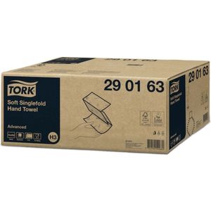 Tork Zachte Z-vouw Handdoek Advanced, 2-laags, wit H3, 24,8x23cm (290163)- 4 x 15 x 250 stuks voordeelverpakking