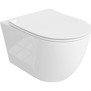 LAVITA® Compact Toiletpot Hangtoilet Sinto Grande - Wit Hoogglans - Hangend Rimless Randloos Toilet - Toiletbril Softclose zitting - Wandcloset Badkamer WC