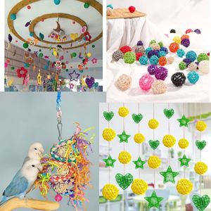 20 x kleurrijke rotan ballen vogel speelgoed 3 cm papegaai parkiet kauwspeelgoed huisdier kooi bijt speelgoed decoraties ballen DIY accessoire ballen voor bruiloften thuis feest decor