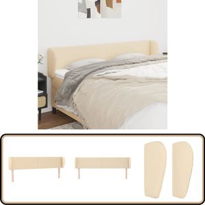 vidaXL Crèmekleurig Hoofdbord 183x23x78/88 cm Hoofdboard - Hoofdbord Creme - Beddecoratie - Stoffen Hoofdbord - Luxe Hoofdbord