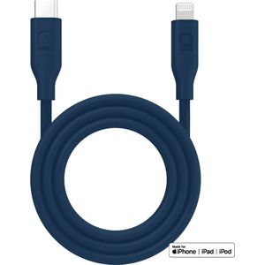 Qware - USB C to Lightning - Kabel - Cable - Fast charge - Snel laden - 1 meter - Siliconen - Knoop vrij - Extra flexibel - Blauw