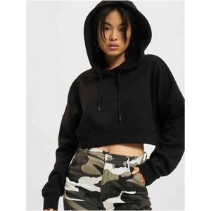 DEF - Loose fit Crop Hoodie - XL - Zwart