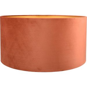 Lampenkap Cilinder - 50x50x25cm - Alice velours roest - gouden binnenkant