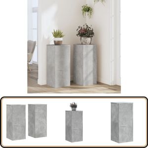vidaXL Plantenstandaards - 2 stuks - 70 cm - Betongrijs Plantenstandaard - Houten Plantenstandaard - Beton Grijs - Bloemenstandaard - Binnendecoratie