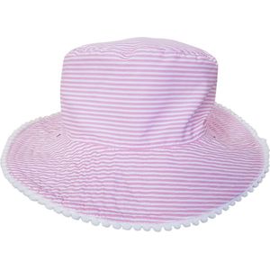 Snapper Rock - UV Bucket hat voor kinderen - Gestreept - Roze/Wit - maat L (56CM)