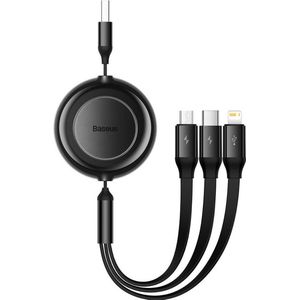 Baseus USB 3-in-1 kabel voor micro USB / USB-C / Lightning  voor thuis en auto 3,5A 1,1m (zwart) CAMJ010001