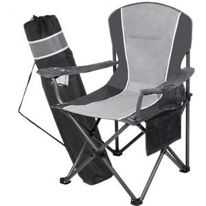 Opvouwbare Campingstoel - draagbaar en sterk - 1 stuk - zwart-grijs - stalen frame
