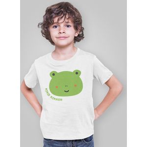 Kinder T-Shirt Wit Kiko Kikker, maat 7-8 jaar