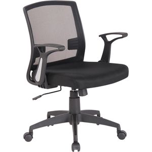 Bureaustoel - Kantoorstoel - Mobiel - Verstelbare armleuning - Microvezel - Zwart - 62x52x97 cm