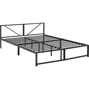 In And OutdoorMatch Metalen bed Dayna - Bedframe - Met bedbodem - Zwart - 140x200 - Staal - Modern design