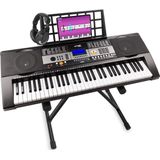 Keyboard - MAX KB3 keyboard piano met 61 aanslaggevoelige toetsen, trainingsfunctie, keyboardstandaard en koptelefoon