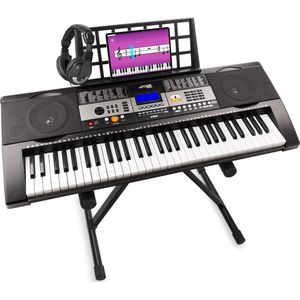 Keyboard - MAX KB3 keyboard piano met 61 aanslaggevoelige toetsen, trainingsfunctie, keyboardstandaard en koptelefoon