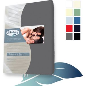 24-Bedding - Duopak 2 stuks !! - Badstof Hoeslaken - 1 persoons - 90x220 cm - donker Grijs - 30 cm