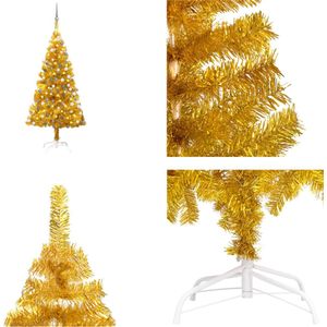 vidaXL Kunstkerstboom met LED's en kerstballen 150 cm PET goudkleurig - Kunstkerstboom - Kunstkerstbomen - Kerstboom - Kerstdecoratie