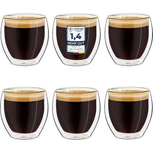 Dubbelwandige latte macchiato-glazen, koffieglas, theeglazen - mokkakopjes , Koffiekopjes , espressokopjes - kopjes - Cappuccino kopjes Set of 6 100 ml