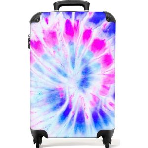 NoBoringSuitcases.com® Kinderkoffer meisje - Hippie - Tie dye - Roze - Meisjes - Kind - Meisjeskoffer - Kindertrolley meisje - Reiskoffer meisje - Past binnen 55x40x20 cm en 55x35x25 cm - Koffer kleurrijk