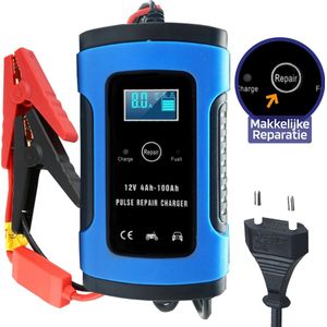 Techgenics Acculader - Druppellader 12V - Voor Motor Auto Scooter Boot Camper - 12V/6A - Blauw