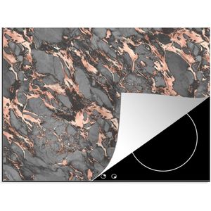 KitchenYeah® Inductie beschermer 59x51 cm - Marmer print - Rose - Grijs - Patronen - Kookplaataccessoires - Afdekplaat voor kookplaat - Inductiebeschermer - Inductiemat - Inductieplaat mat