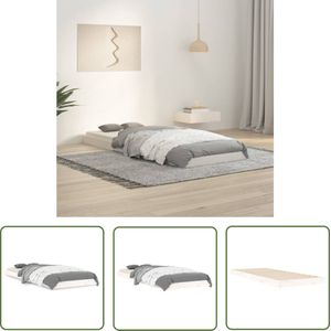The Living Store Bedframe massief grenenhout wit 75x190 cm - Houten Bedframe - Modern Bed - Enkel Bed - Massief Hout - Grenenhout Bed