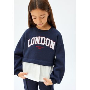 Ronde kraag Met gebruik van twee verschillende stoffen Sweatshirt