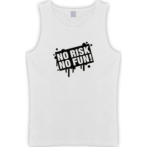 Witte Tanktop met  "" No Risk No Fun "" print Zwart size L