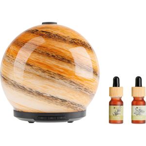 Whiffed Cosmo® Luxe Aroma Diffuser - Incl. 2x Etherische olie - Rozemarijn - Pepermunt - Geurverspreider met Glazen Design - 8 uur Aromatherapie - Tot 80m2 - Essentiële Olie Vernevelaar & Diffuser